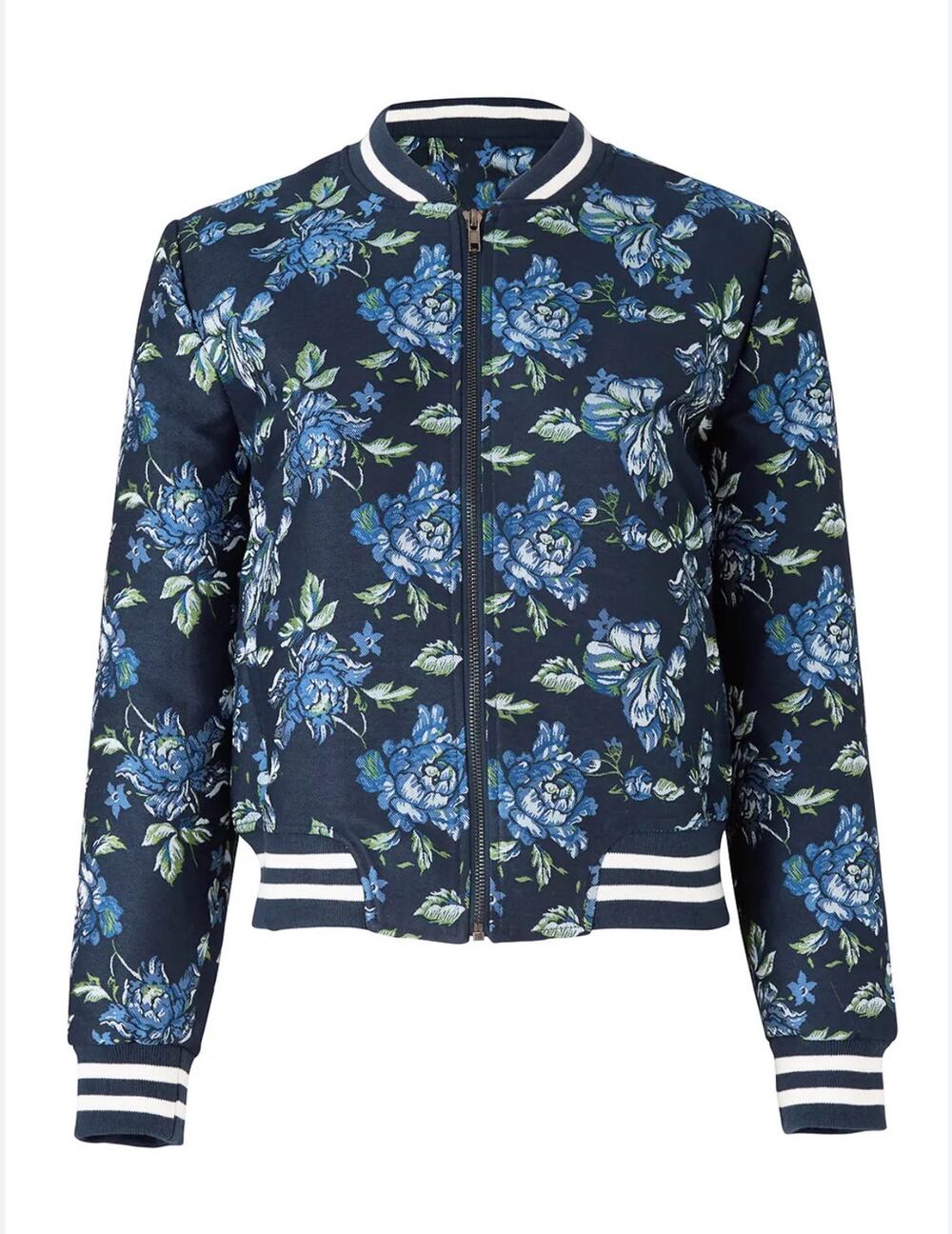 BB Dakota Women’s Small Bomber Jacket Floral Blue Zip